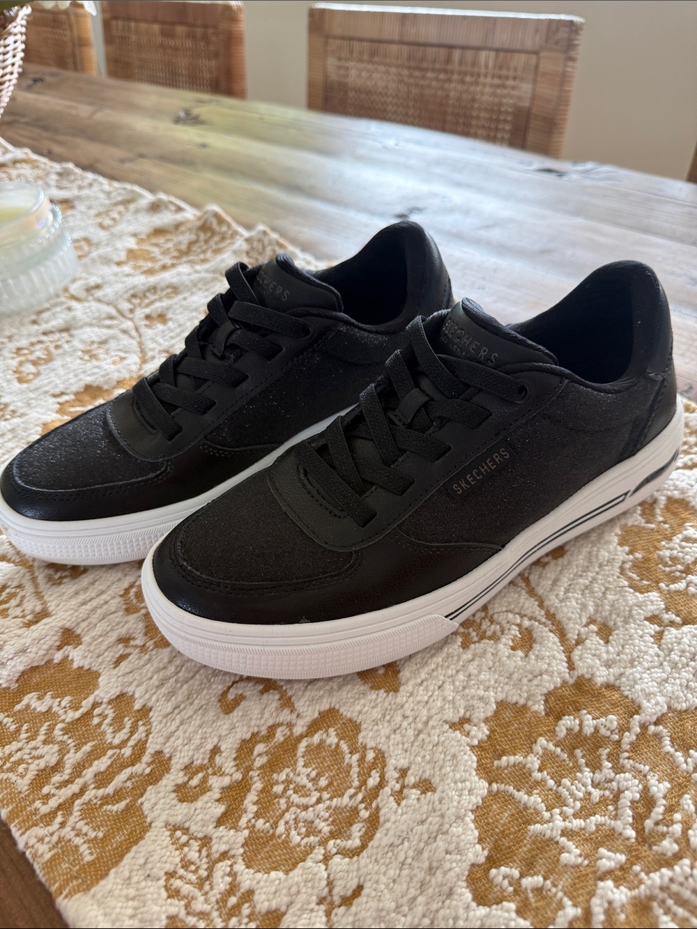 Skechers Black and White Low-Top Women's Sneakers